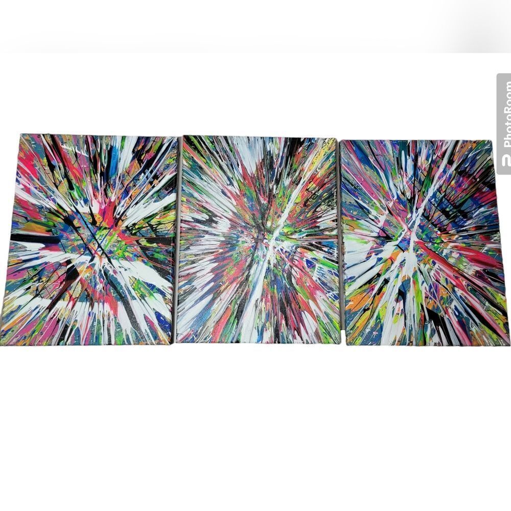 Original 3 piece spin art each one is 12x16 - Picture 1 of 10